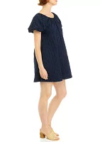 Women's Short Sleeve Novelty Woven A-Line Dress