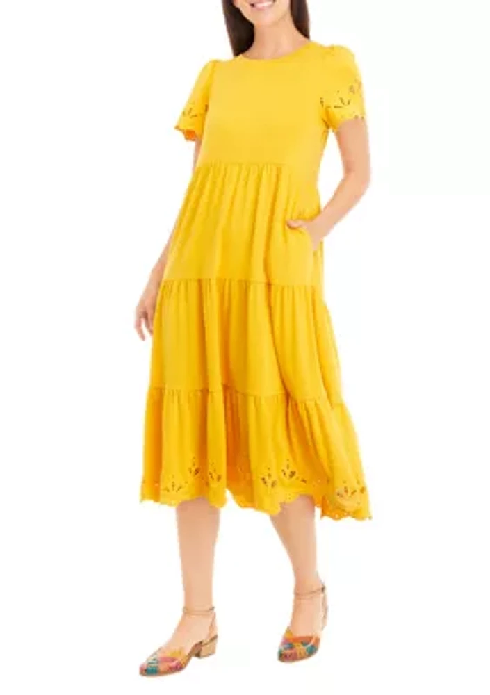 Women's Eyelet Hem Midi Dress