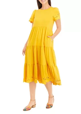 Women's Eyelet Hem Midi Dress