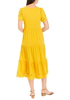 Women's Eyelet Hem Midi Dress