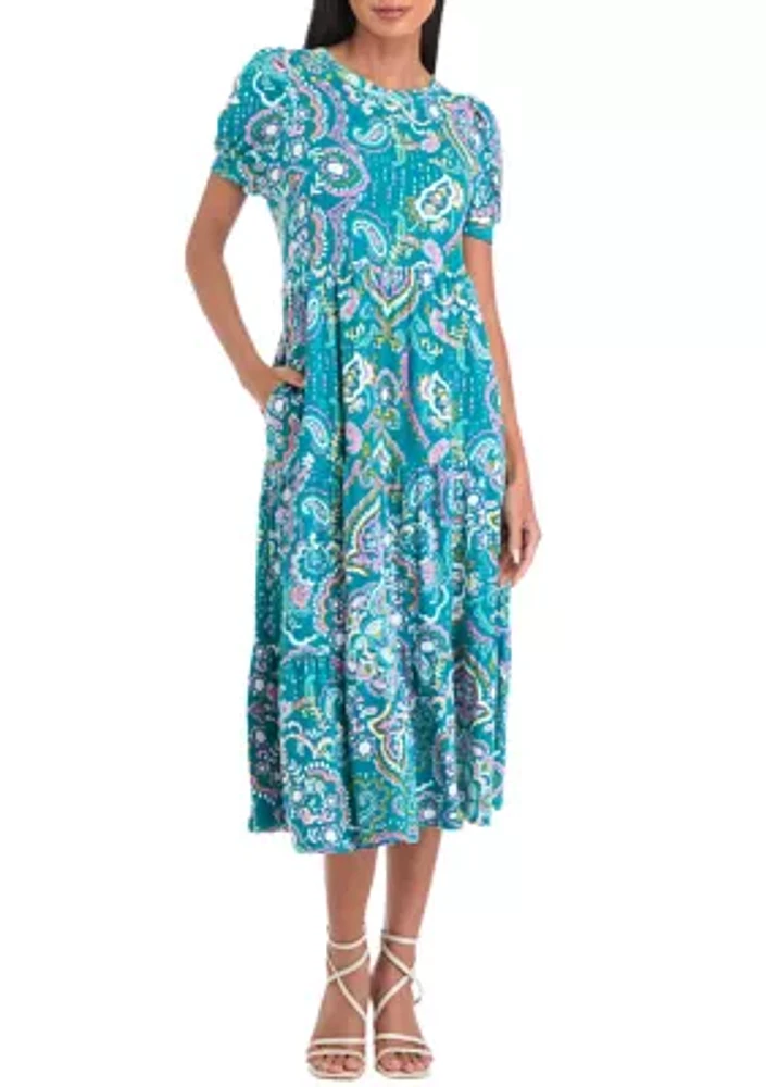 Petite Baby Terry Printed Midi Dress