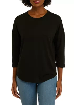 Women's 3/4 Sleeve Round Hem T-Shirt