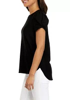 Women's Ribbed Puff Sleeve Terry Top