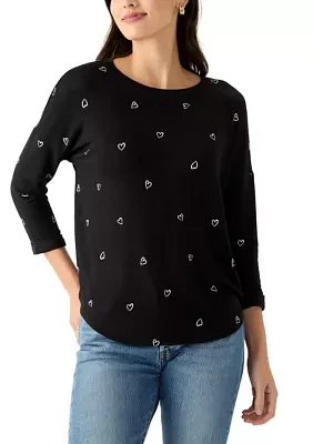 Women's 3/4 Sleeve Round Hem T-Shirt