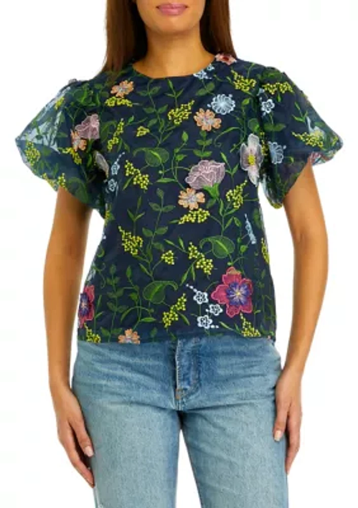 Women's Embroidered Organza Top