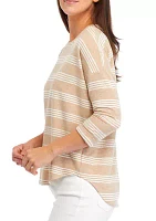 Women's 3/4 Sleeve Smile Hem Top