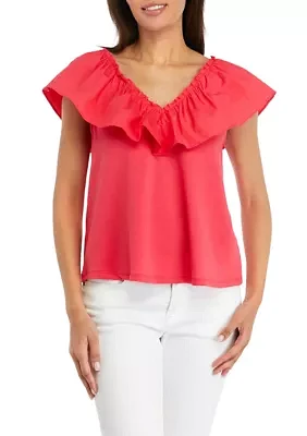 Women's Ruffled V-Neck Top