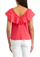 Women's Ruffled V-Neck Top