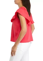 Women's Ruffled V-Neck Top