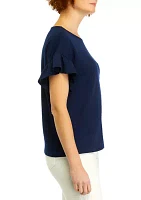 Women's Ruffle Sleeve Knit Blouse