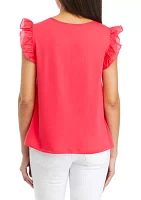 Women's Flutter Sleeve Pintuck Knit Top