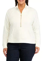 Plus Half Zip Top with Kangaroo Pocket