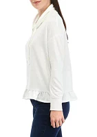 Women's Long Sleeve Cowl Neck Peplum Top