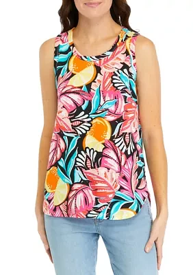 Women's Printed Scoop Neck Baby Terry Tank Top