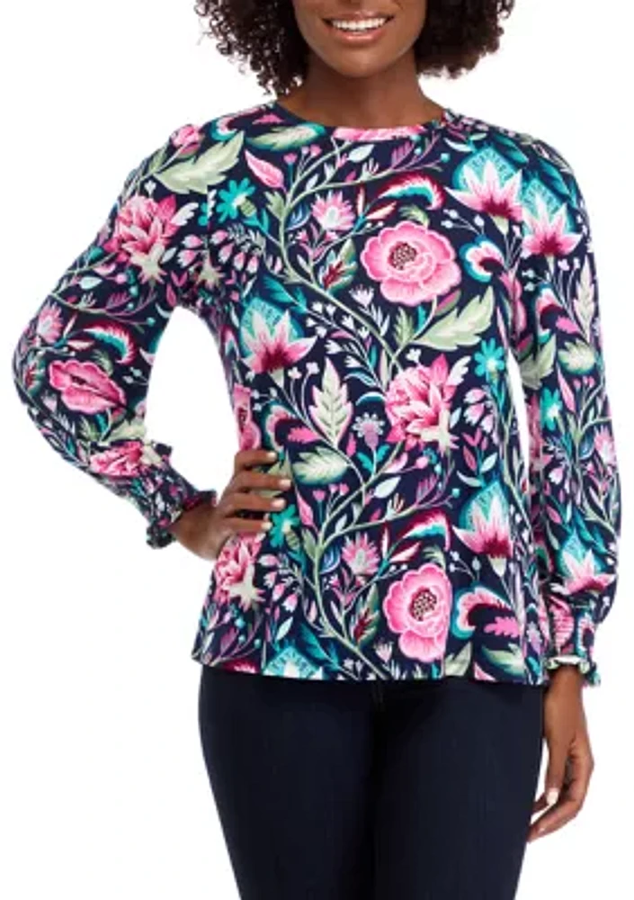 Women's Balloon Sleeve Printed Top