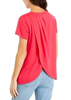 Women's Solid Pleated Back Top