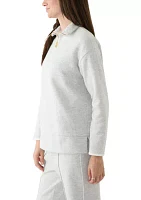 Women's Long Sleeve Half Zip Mock Neck Top with Contrast Trim