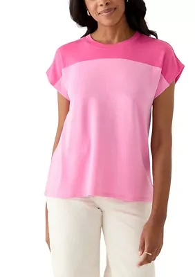 Women's Cap Sleeve Color Block T-Shirt