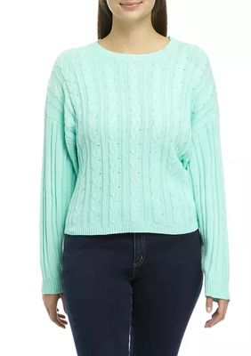 Women's Drop Shoulder Cable Knit Sweater
