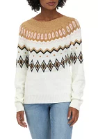 Women's Long Sleeve Fairisle Crew Neck Sweater