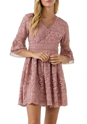 All of Lace Bell Sleeve Dress