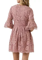 All of Lace Bell Sleeve Dress