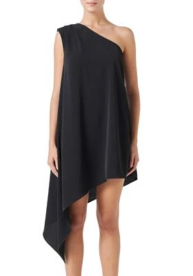 Shoulder Pintucked Asymmetrical Mini Dress