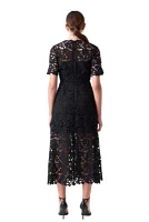 All Over Lace Short Sleeves Midi Dress