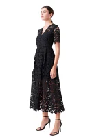 All Over Lace Short Sleeves Midi Dress