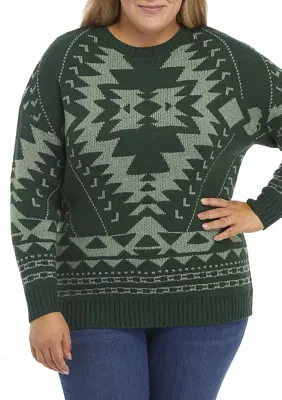 Plus Tribal Crew Sweater