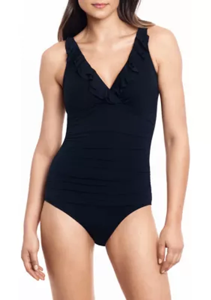 Ruffle Surplice One Piece Swimsuit