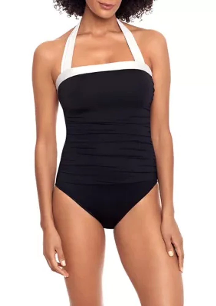 Shirred Bandeau One Piece Swimsuit