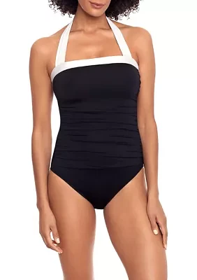 Shirred Bandeau One Piece Swimsuit