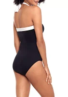 Shirred Bandeau One Piece Swimsuit