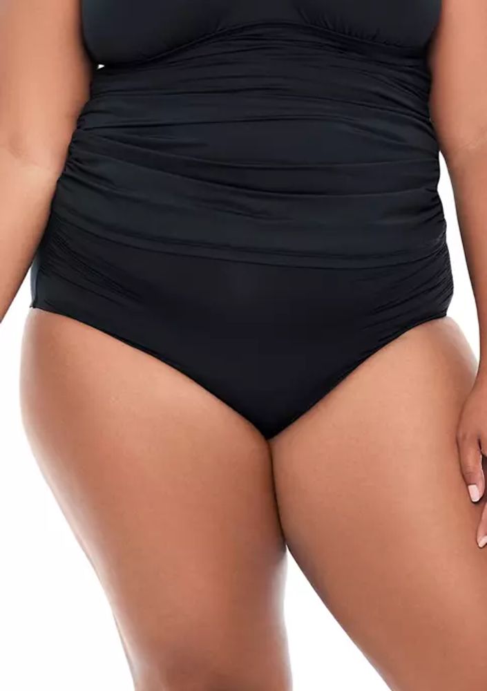 Belk Plus Shirred High Waist Swim Bottoms | The Summit