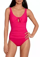 Tie Front Underwire One Piece Swimsuit