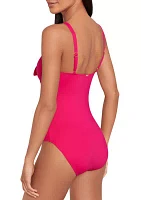 Tie Front Underwire One Piece Swimsuit