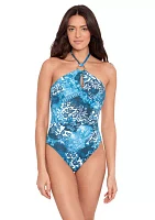 Rattan Ring High Neck One Piece Swimsuit