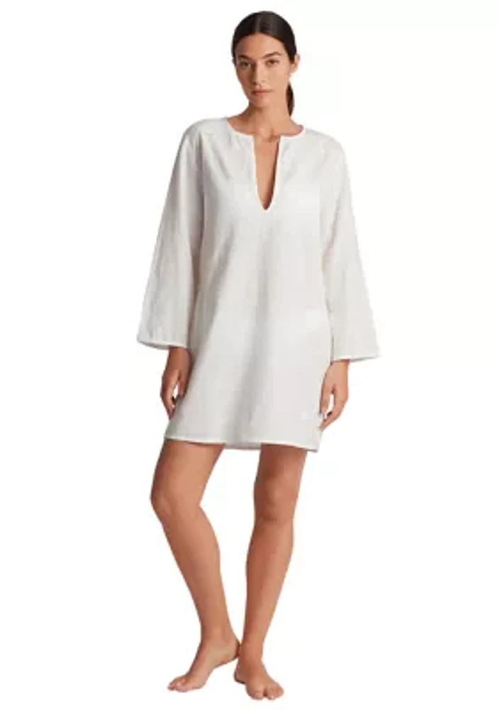 Embroidered Chainstitch Tunic Swim Cover Up