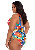 Plus Shirred Plunge One Piece Swimsuit