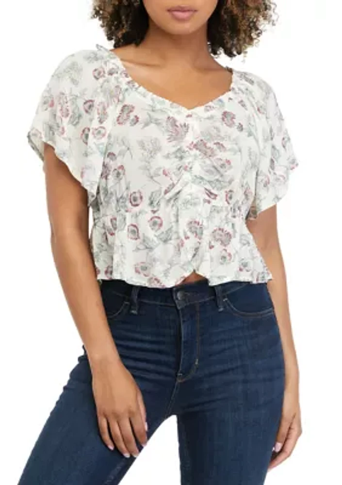 Short Sleeve Cinched Front Top