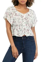 Short Sleeve Cinched Front Top