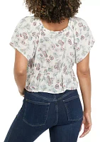 Short Sleeve Cinched Front Top