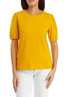 Petite Short Sleeve Smock Knit T-Shirt