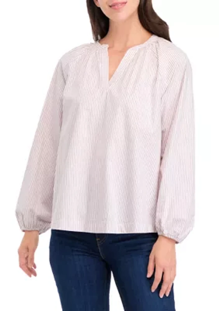 Women's Blouson Sleeve Peasant Top