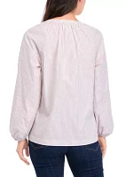 Women's Blouson Sleeve Peasant Top