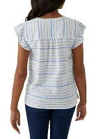 Women's Flutter Sleeve Split Neck Top