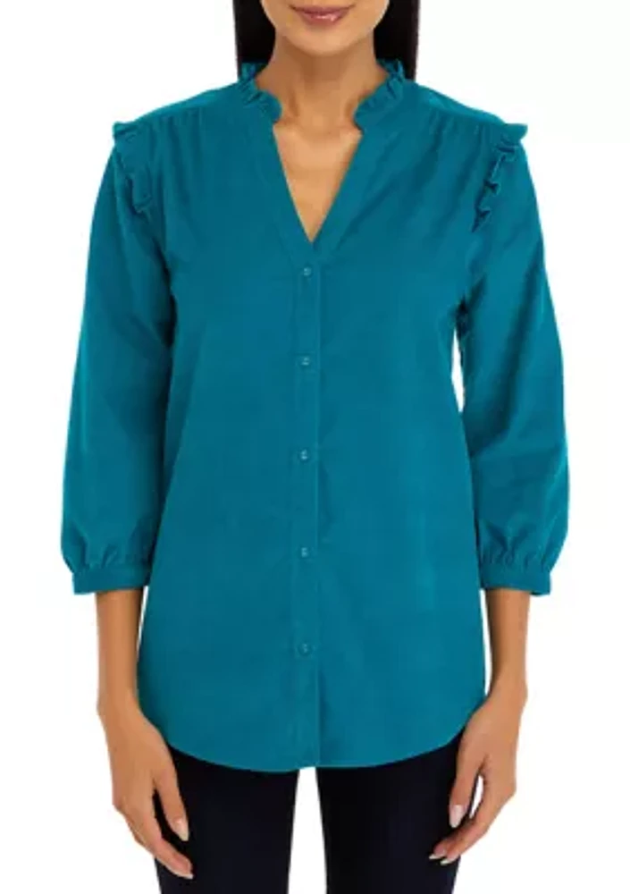 Women's Corduroy Button Front Top