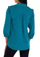 Women's Corduroy Button Front Top