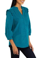 Women's Corduroy Button Front Top